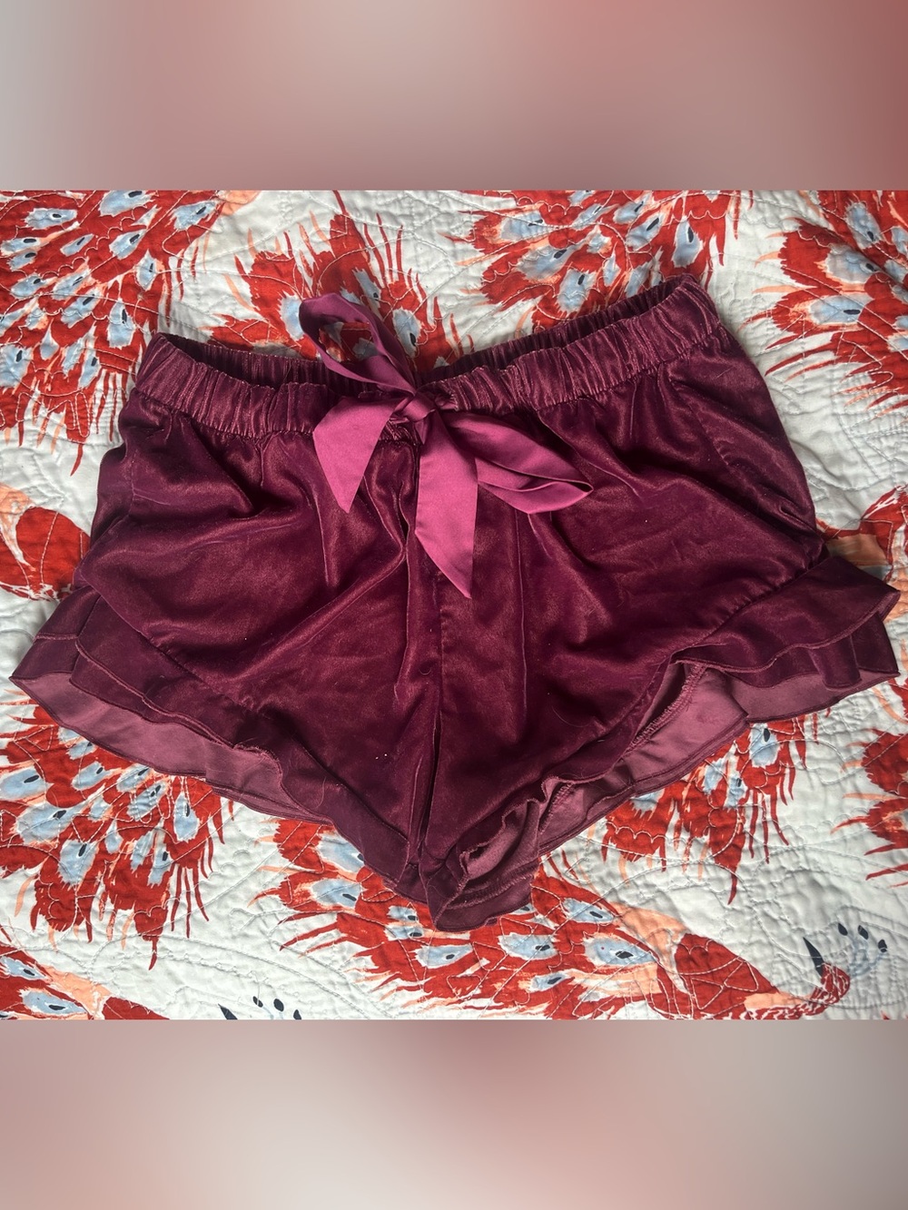 Victoria's Secret Velvet Shorts in Deep Plum